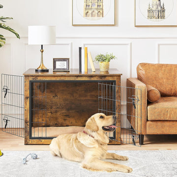 Elegant Rustic Wood & Iron Dog Crate Furniture