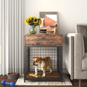 The Rustic Dog Crate & End Table Nightstand