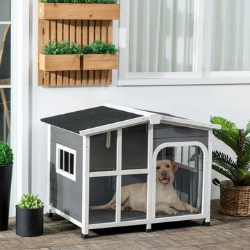 Wooden Cabin Style Raised Pet Cottage