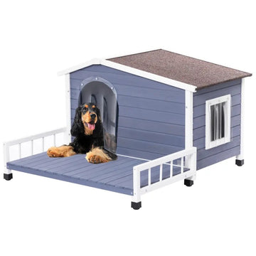 Dog Haven Outdoor Wooden Dog House with Openable Asphalt Roof