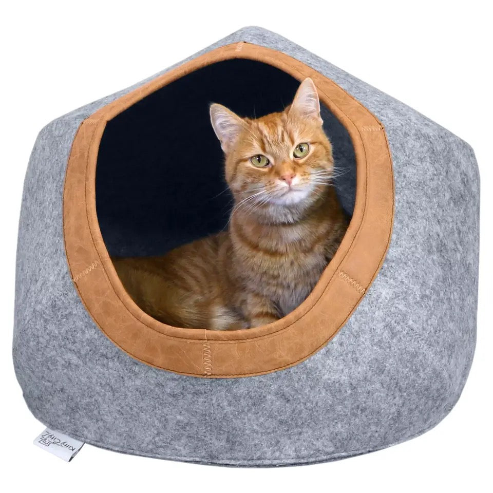 Kitty City Large Faux Leather Trimmed Cat Cave