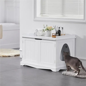 PurrWood Essentials Wooden Cat Furniture with Door & Table