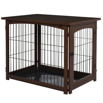 Petluxe 3-in-1 Wooden Decorative Dog Cage, Crate & End Table